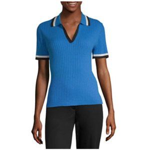 Worthington Women's Stretchy V Neck Short Sleeve Polo Shirt Small